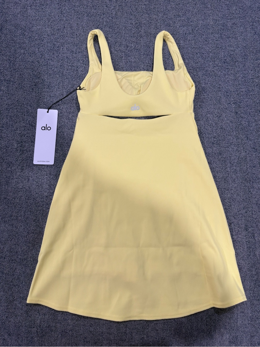 ALO Yoga Yellow Mini Dress with Cutout - Picture 3 of 8